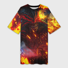 Платье-футболка 3D с принтом Path of Exile | Fire Demon (Z) в Кировске,  |  | exile | game | path of exile | rpg | берсерк | вождь | дикарь | дуэлянт | игра | покоритель | путь изгнанника | рпг