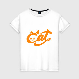 Женская футболка хлопок с принтом Кот - Cat в Кировске, 100% хлопок | прямой крой, круглый вырез горловины, длина до линии бедер, слегка спущенное плечо | animal | cat | cute | kitty | meow | друг | животные | киска | китти | кот | котенок | котик | котэ | кошечка | кошка | милый | мур | мяу | питомец | тигр