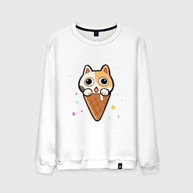 Мужской свитшот хлопок с принтом Ice Cream Cat в Кировске, 100% хлопок |  | animal | cat | cute | kitty | meow | друг | животные | киска | китти | кот | котенок | котик | котэ | кошечка | кошка | милый | мороженое | мур | мяу | питомец | тигр