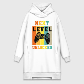 Платье-худи хлопок с принтом Next level unlocked в Кировске,  |  | controller | funny | game | gamer | gaming | geek | level | next | retro | unlocked | video game | videogame | vintage | видеоигры | винтаж | игра | играть | игровой | игрок | игроку | игры | консоль | приставка | ретро