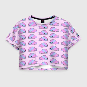 Женская футболка Crop-top 3D с принтом Нерпы в Кировске, 100% полиэстер | круглая горловина, длина футболки до линии талии, рукава с отворотами | baikal | irkutsk | байкал | иркутск | нерпа | нерпочки | тюлени | тюлень