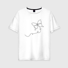 Женская футболка хлопок Oversize с принтом Бабочка в Кировске, 100% хлопок | свободный крой, круглый ворот, спущенный рукав, длина до линии бедер
 | butterfly | бабочка | слитная бабочка