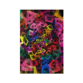 Обложка для паспорта матовая кожа с принтом Калейдоскоп в Кировске, натуральная матовая кожа | размер 19,3 х 13,7 см; прозрачные пластиковые крепления | Тематика изображения на принте: калейдоскоп | квадраты | прямоугольники | радуга | разноцветный