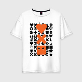 Женская футболка хлопок Oversize с принтом Love Death & Robots в Кировске, 100% хлопок | свободный крой, круглый ворот, спущенный рукав, длина до линии бедер
 | death | logo | love | netflix | robots | анимация | кино | лого | любовь | нетфликс | роботы | сериал