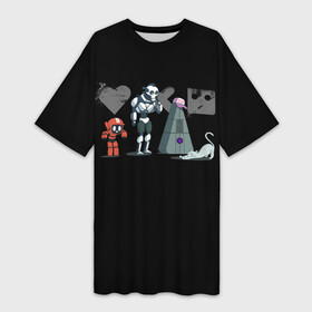 Платье-футболка 3D с принтом Любовь, Смерть  Роботы в Кировске,  |  | cat | cats | death | logo | love | netflix | robots | анимация | кино | кот | кошка | лого | любовь | нетфликс | роботы | сериал