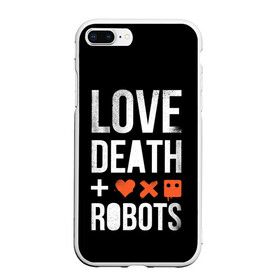 Чехол для iPhone 7Plus/8 Plus матовый с принтом Love Death + Robots в Кировске, Силикон | Область печати: задняя сторона чехла, без боковых панелей | death | ldr | logo | love | netflix | robots | smile | анимация | кино | лого | лср | любовь | нетфликс | роботы | сериал | смайл | смайлик