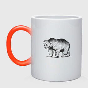 Кружка хамелеон с принтом Медведь Гризли | Grizzly Bear в Кировске, керамика | меняет цвет при нагревании, емкость 330 мл | Тематика изображения на принте: alaska | american bear | art | bears | canada | illustration | united states | ursus | usa | аляска | американский медведь | арт | бурый медведь | бурый мишка | иллюстрация | канада | косолапый | медвежонок | мишка | потапыч | рисунок