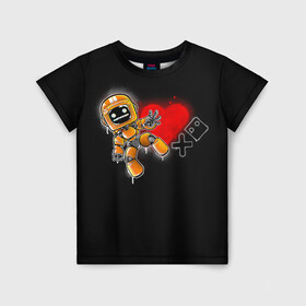 Детская футболка 3D с принтом K-VRC | Love Death and Robots в Кировске, 100% гипоаллергенный полиэфир | прямой крой, круглый вырез горловины, длина до линии бедер, чуть спущенное плечо, ткань немного тянется | death | heart | hearts | k vrc | ldr | logo | love | netflix | robots | smile | анимация | кино | лого | лср | любовь | нетфликс | роботы | сердце | сериал | смайл | смайлик