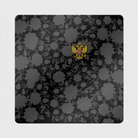 Магнит виниловый Квадрат с принтом Герб России Хохлома в Кировске, полимерный материал с магнитным слоем | размер 9*9 см, закругленные углы | country | eagle | russia | герб | двуглавый | орел | россия | страна | флаг | хохлома