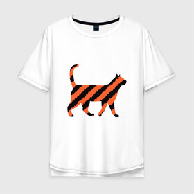 Мужская футболка хлопок Oversize с принтом Black-Orange Cat в Кировске, 100% хлопок | свободный крой, круглый ворот, “спинка” длиннее передней части | animal | cat | cute | kitty | meow | друг | животные | киска | китти | кот | котенок | котик | котэ | кошечка | кошка | милый | мур | мяу | питомец | тигр