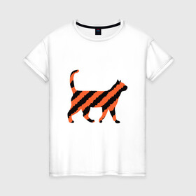 Женская футболка хлопок с принтом Black-Orange Cat в Кировске, 100% хлопок | прямой крой, круглый вырез горловины, длина до линии бедер, слегка спущенное плечо | animal | cat | cute | kitty | meow | друг | животные | киска | китти | кот | котенок | котик | котэ | кошечка | кошка | милый | мур | мяу | питомец | тигр