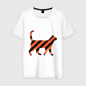 Мужская футболка хлопок с принтом Black-Orange Cat в Кировске, 100% хлопок | прямой крой, круглый вырез горловины, длина до линии бедер, слегка спущенное плечо. | animal | cat | cute | kitty | meow | друг | животные | киска | китти | кот | котенок | котик | котэ | кошечка | кошка | милый | мур | мяу | питомец | тигр