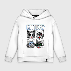 Детское худи Oversize хлопок с принтом Kittens в Кировске, френч-терри — 70% хлопок, 30% полиэстер. Мягкий теплый начес внутри —100% хлопок | боковые карманы, эластичные манжеты и нижняя кромка, капюшон на магнитной кнопке | animal | cat | cute | kiss | kitty | meow | rock | гитара | друг | животные | киска | кисс | китти | кот | котенок | котик | котэ | кошечка | кошка | метал | милый | музыка | мур | мяу | питомец | рок | тигр