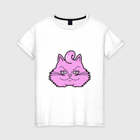 Женская футболка хлопок с принтом Pink Cat в Кировске, 100% хлопок | прямой крой, круглый вырез горловины, длина до линии бедер, слегка спущенное плечо | animal | cat | cute | kitty | meow | друг | животные | киска | китти | кот | котенок | котик | котэ | кошечка | кошка | милый | мур | мяу | питомец | тигр