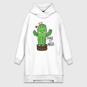 Платье-худи хлопок с принтом Милый маленький кактус в Кировске,  |  | baby | cactus | cute | fashion | girl | kids | little | school | девочкам | девочке | детское | детям | для девочек | кактус | милый | растение