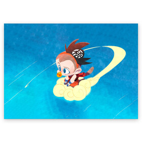 Поздравительная открытка с принтом Baby Goku в Кировске, 100% бумага | плотность бумаги 280 г/м2, матовая, на обратной стороне линовка и место для марки
 | anime | dragon ball | аниме | анимэ | драгон бал | дрэгон бол | жемчуг дракона