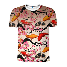 Мужская футболка 3D спортивная с принтом Рыбы в Кировске, 100% полиэстер с улучшенными характеристиками | приталенный силуэт, круглая горловина, широкие плечи, сужается к линии бедра | Тематика изображения на принте: волны | искусство | мальчик | рыба | рыбы | цветок | цветы