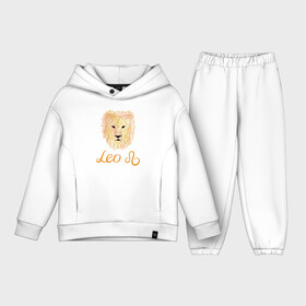 Детский костюм хлопок Oversize с принтом Лев, знак зодиака, голова льва в Кировске,  |  | акварель | голова льва | желтый | знак зодиака | лев | оранжевый