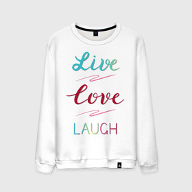 Мужской свитшот хлопок с принтом Live love laugh Живи люби в Кировске, 100% хлопок |  | Тематика изображения на принте: laugh | live | love | живи | зеленый | красный | леттеринг | люби | розовый | смейся