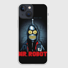 Чехол для iPhone 13 mini с принтом Bender x mr robot в Кировске,  |  | bender | futurama | mr robot | planet express | бендер | мистер робот | мульт | мультфильм | планетный экспресс | туранга лила | филипп джэй фрай | футурама