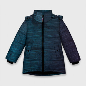 Зимняя куртка для девочек 3D с принтом Texture Blue Ripples в Кировске, ткань верха — 100% полиэстер; подклад — 100% полиэстер, утеплитель — 100% полиэстер. | длина ниже бедра, удлиненная спинка, воротник стойка и отстегивающийся капюшон. Есть боковые карманы с листочкой на кнопках, утяжки по низу изделия и внутренний карман на молнии. 

Предусмотрены светоотражающий принт на спинке, радужный светоотражающий элемент на пуллере молнии и на резинке для утяжки. | Тематика изображения на принте: background | blue | dark | gradient | lines | paints | purple | red | ripples | spot | spots | stripes | texture | waves | волны | голубая | градиент | краски | красный | линии | полосы | пятна | пятно | рябь | текстура | темная | тьма | фиолето