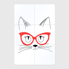 Магнитный плакат 2Х3 с принтом Киса в очках в Кировске, Полимерный материал с магнитным слоем | 6 деталей размером 9*9 см | Тематика изображения на принте: киса | котенок | котик | кошка в очках | очки