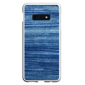 Чехол для Samsung S10E с принтом Texture. Denim в Кировске, Силикон | Область печати: задняя сторона чехла, без боковых панелей | background | blue | dark | denim | gradient | ice | jeans | paints | ripples | spot | spots | stripes | texture | white | белый | градиент | джинсы | лед | линии | полосы | пятна | пятно | светлый | синий | текстура | темная | ткань | тьма | фон