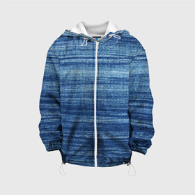 Детская куртка 3D с принтом Texture. Denim в Кировске, 100% полиэстер | застежка — молния, подол и капюшон оформлены резинкой с фиксаторами, по бокам — два кармана без застежек, один потайной карман на груди, плотность верхнего слоя — 90 г/м2; плотность флисового подклада — 260 г/м2 | background | blue | dark | denim | gradient | ice | jeans | paints | ripples | spot | spots | stripes | texture | white | белый | градиент | джинсы | лед | линии | полосы | пятна | пятно | светлый | синий | текстура | темная | ткань | тьма | фон