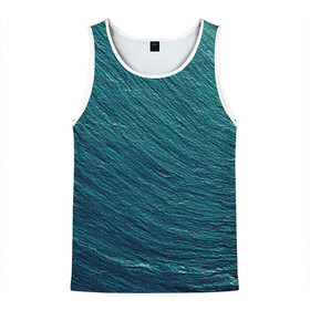 Мужская майка 3D с принтом Endless Sea в Кировске, 100% полиэстер | круглая горловина, приталенный силуэт, длина до линии бедра. Пройма и горловина окантованы тонкой бейкой | Тематика изображения на принте: background | blue | dark | gradient | green | lines | ocean | paints | ripples | sea | spot | spots | stripes | texture | waves | волны | голубая | градиент | зеленый | краски | линии | море | океан | полосы | пятна | пятно | рябь | текстура | т