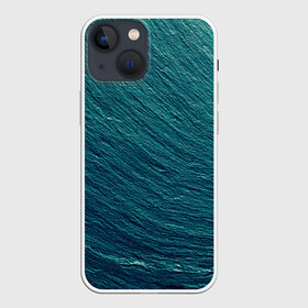 Чехол для iPhone 13 mini с принтом Endless Sea в Кировске,  |  | background | blue | dark | gradient | green | lines | ocean | paints | ripples | sea | spot | spots | stripes | texture | waves | волны | голубая | градиент | зеленый | краски | линии | море | океан | полосы | пятна | пятно | рябь | текстура | т