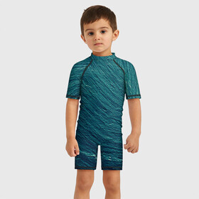 Детский купальный костюм 3D с принтом Endless Sea в Кировске, Полиэстер 85%, Спандекс 15% | застежка на молнии на спине | Тематика изображения на принте: background | blue | dark | gradient | green | lines | ocean | paints | ripples | sea | spot | spots | stripes | texture | waves | волны | голубая | градиент | зеленый | краски | линии | море | океан | полосы | пятна | пятно | рябь | текстура | т