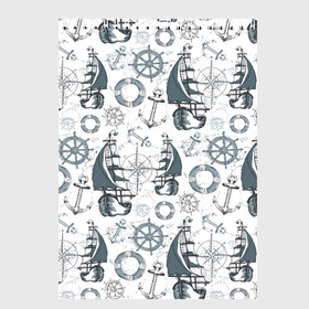Скетчбук (блокнот) с принтом Морской узор  Nautical Pattern в Кировске, 100% бумага
 | 48 листов, плотность листов — 100 г/м2, плотность картонной обложки — 250 г/м2. Листы скреплены сверху удобной пружинной спиралью | Тематика изображения на принте: anchor | anchors | lifebuoy | maritime | nautica | sail | sailboat | ship | ships | для моряков | компас | корабли | корабль | морская тематика | морской волк | моряк | парусник | роза ветров | спасательный круг | стороны света