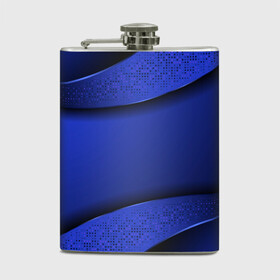 Фляга с принтом 3D BLUE Вечерний синий цвет в Кировске, металлический корпус | емкость 0,22 л, размер 125 х 94 мм. Виниловая наклейка запечатывается полностью | 3d | 3д | luxury | versace | vip | абстракция | блеск | блестки | версаче | вип | паттерн | роскошь | соты | текстуры