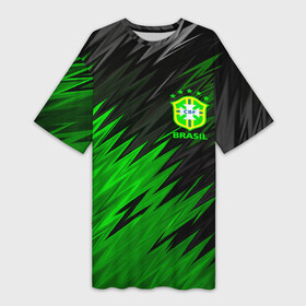 Платье-футболка 3D с принтом Сборная Бразилии в Кировске,  |  | brazil | neymar | бразилия | коутиньо | марсело | неймар | роберто карлос | роналдиньо | роналдо | сборная бразилии | спорт | футбол | чемпионат мира