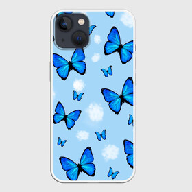 Чехол для iPhone 13 с принтом Бабочки с Облаками в Кировске,  |  | morgenstern | бабочка | бабочки | морген | моргеншетрн бабочки | моргенштерн | насекомые | нежный | рисунок | роза | сирень | цветочек | цветочный | цветы