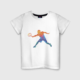 Детская футболка хлопок с принтом Tennis player - man в Кировске, 100% хлопок | круглый вырез горловины, полуприлегающий силуэт, длина до линии бедер | colorful | player | tennis | игрок | спортсмен | теннис