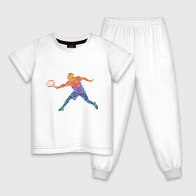 Детская пижама хлопок с принтом Tennis player - man в Кировске, 100% хлопок |  брюки и футболка прямого кроя, без карманов, на брюках мягкая резинка на поясе и по низу штанин
 | colorful | player | tennis | игрок | спортсмен | теннис