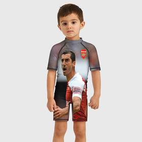 Детский купальный костюм 3D с принтом H. Mkhitaryan | Arsenal в Кировске, Полиэстер 85%, Спандекс 15% | застежка на молнии на спине | arsenal | arsenal fc | henrikh mkhitaryan | mkhitaryan | vdzabma | арсенал | генрих мхитарян | мхитарян | фк арсенал