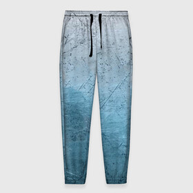 Мужские брюки 3D с принтом Blue Glass в Кировске, 100% полиэстер | манжеты по низу, эластичный пояс регулируется шнурком, по бокам два кармана без застежек, внутренняя часть кармана из мелкой сетки | Тематика изображения на принте: background | blue | cracks | dark | gradient | ice | lines | ocean | paints | scratches | sea | texture | голубая | градиент | краски | лед | линии | море | океан | полосы | пятна | стекло | текстура | темная | трещины | тьма | фон | цар