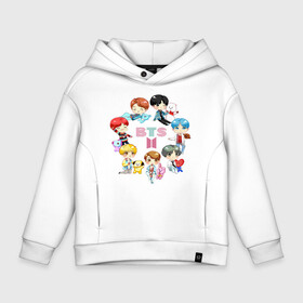 Детское худи Oversize хлопок с принтом BTS Toys BT21 БТС БТ21 в Кировске, френч-терри — 70% хлопок, 30% полиэстер. Мягкий теплый начес внутри —100% хлопок | боковые карманы, эластичные манжеты и нижняя кромка, капюшон на магнитной кнопке | bangtan | bangtan boys | beyond the scene | bt21 | bts | bts toys | carton | бангтан | бт21 | бтс | группа бтс