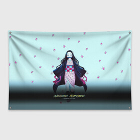 Флаг-баннер с принтом Nezuko Kamado Demon Slayer в Кировске, 100% полиэстер | размер 67 х 109 см, плотность ткани — 95 г/м2; по краям флага есть четыре люверса для крепления | demon slayer | kamado | kimetsu no yaiba | nezuko | tanjiro | аниме | гию томиока | зеницу агацума | иноске хашибира | камадо | клинок | корзинная девочка | манга | музан кибуцуджи | незуко | рассекающий демонов | танджиро