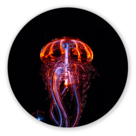 Коврик для мышки круглый с принтом Медуза Jellyfish в Кировске, резина и полиэстер | круглая форма, изображение наносится на всю лицевую часть | Тематика изображения на принте: jellyfish | medusa | горгона | медуза | щупальца