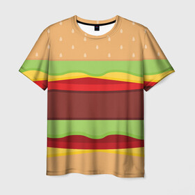 Мужская футболка 3D с принтом Бутерброд в Кировске, 100% полиэфир | прямой крой, круглый вырез горловины, длина до линии бедер | background | burger | fast food | food | hamburger | sandwich | texture | будет | бургер | бутерброд | гамбургер | еда | текстура | фастфуд | фон