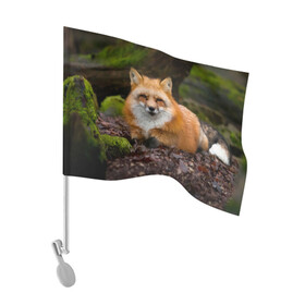 Флаг для автомобиля с принтом Взрослый строгий лис в Кировске, 100% полиэстер | Размер: 30*21 см | fox | foxy | животное | звери | лиса | лисенок | лисичка | милая | рыжая | фокс