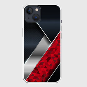 Чехол для iPhone 13 с принтом 3D BLACK AND RED METAL в Кировске,  |  | Тематика изображения на принте: 3d | 3д | luxury | versace | vip | абстракция | блеск | блестки | версаче | вип | паттерн | роскошь | соты | текстуры