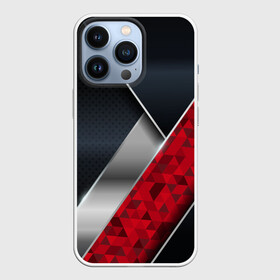 Чехол для iPhone 13 Pro с принтом 3D BLACK AND RED METAL в Кировске,  |  | Тематика изображения на принте: 3d | 3д | luxury | versace | vip | абстракция | блеск | блестки | версаче | вип | паттерн | роскошь | соты | текстуры