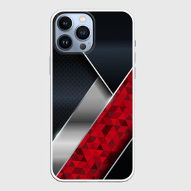 Чехол для iPhone 13 Pro Max с принтом 3D BLACK AND RED METAL в Кировске,  |  | Тематика изображения на принте: 3d | 3д | luxury | versace | vip | абстракция | блеск | блестки | версаче | вип | паттерн | роскошь | соты | текстуры