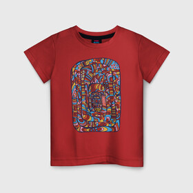 Детская футболка хлопок с принтом Африканская мелодия в Кировске, 100% хлопок | круглый вырез горловины, полуприлегающий силуэт, длина до линии бедер | африка | графика | колорит | экзотика | этника