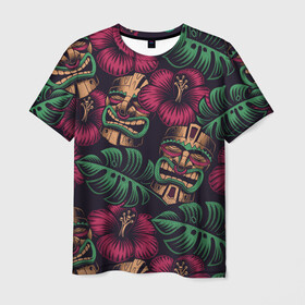 Мужская футболка 3D с принтом Тропический в Кировске, 100% полиэфир | прямой крой, круглый вырез горловины, длина до линии бедер | beach | mask | palm | sea | summer | tropical | волны | жара | летние | лето | маска | море | пальмы | пляж | тропический