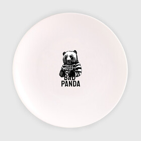Тарелка 3D с принтом Плохая панда в Кировске, фарфор | диаметр - 210 мм
диаметр для нанесения принта - 120 мм | bad | panda | заключенный | медведь | наручники | панда